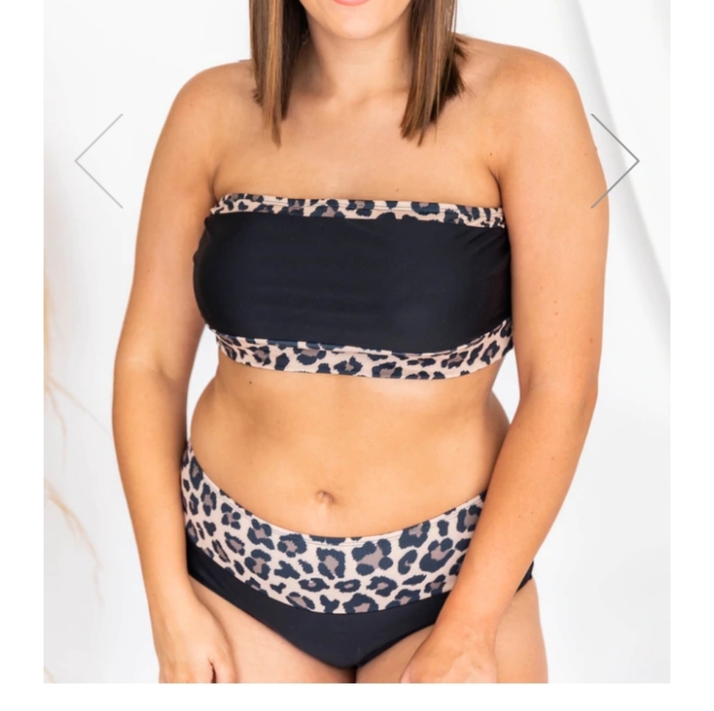 Leopard Bandeau Bikini Top